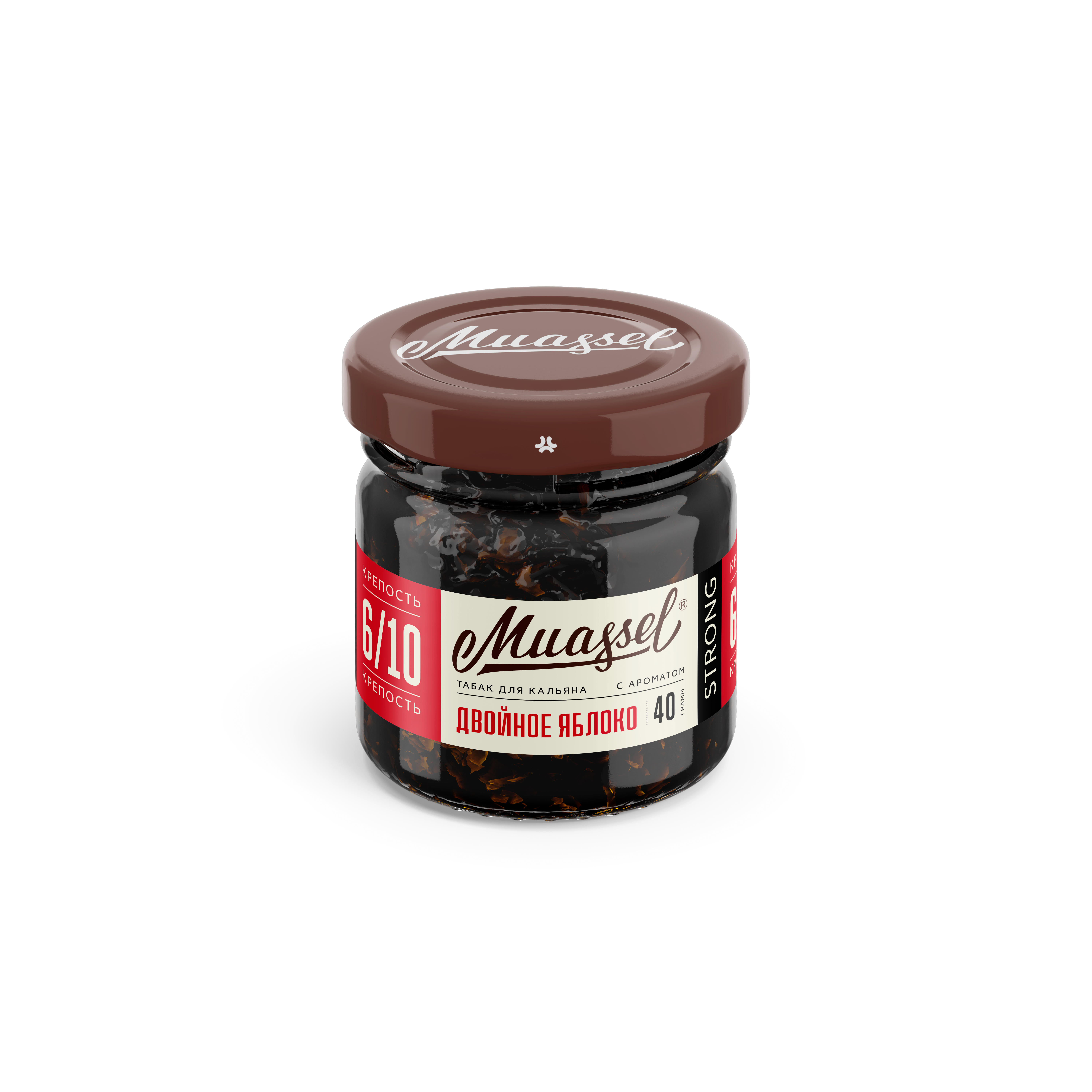 Табак для кальяна - Muassel strong 6/10 - Двойное яблоко ( с ароматом яблоко ) - 40 г