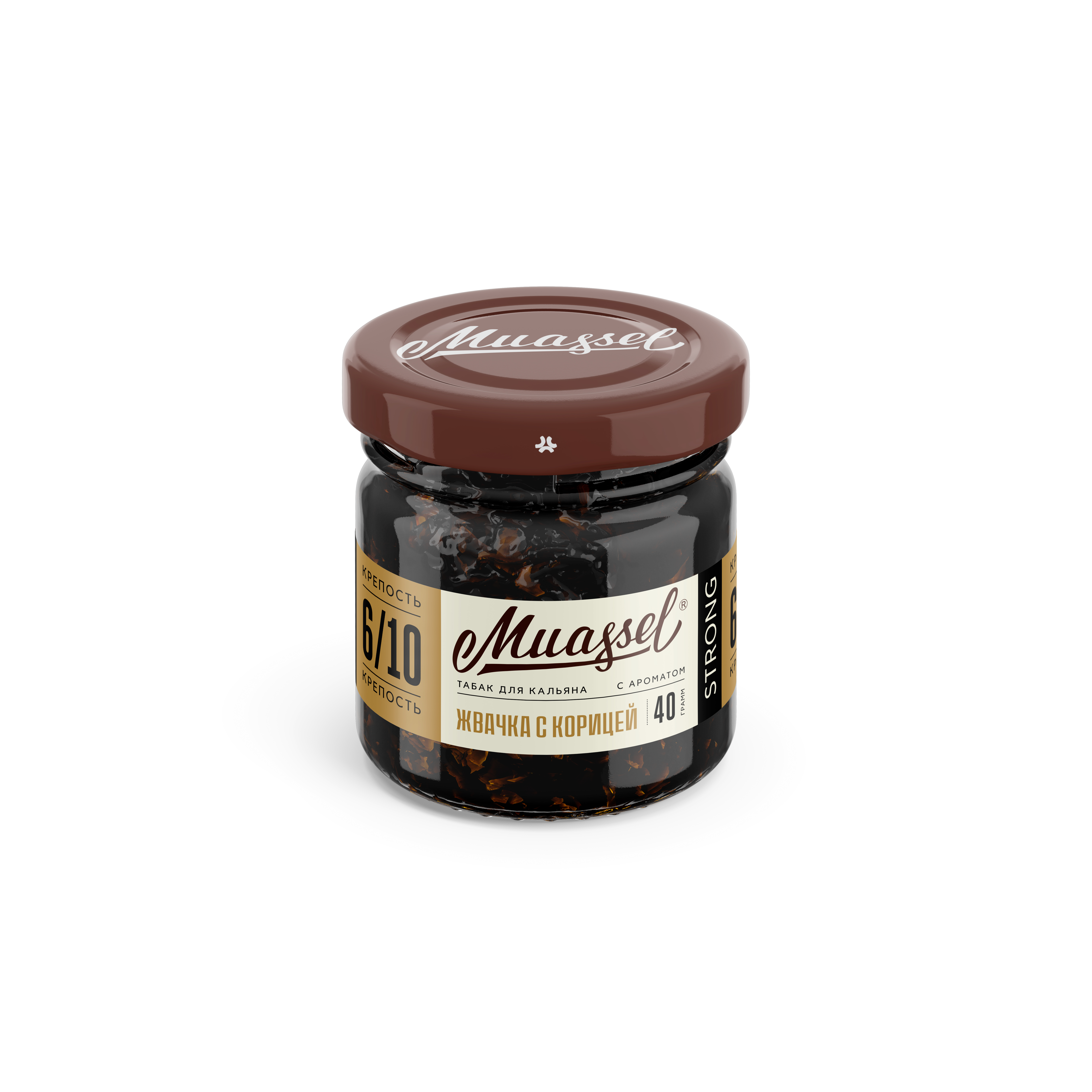 Табак для кальяна - Muassel strong 6/10 - Жвачка с корицей ( с ароматом жвачка с корицей ) - 40 г