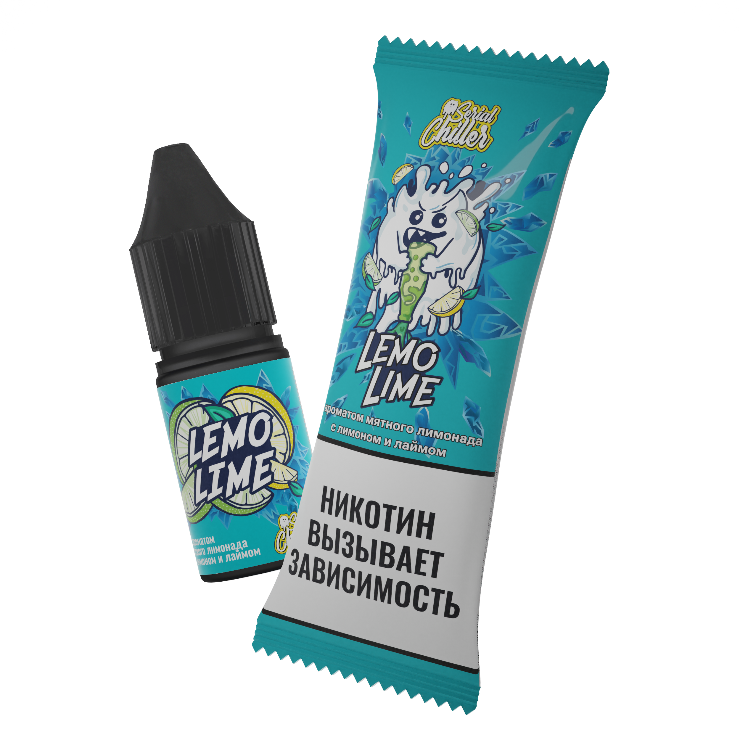 Жидкость для ЭСДН - Serial Chiller - LemoLime ( с ароматом мятный лимонад с лимоном и лаймом ) - 10 мл / 15мг/см3 - ЧЗ