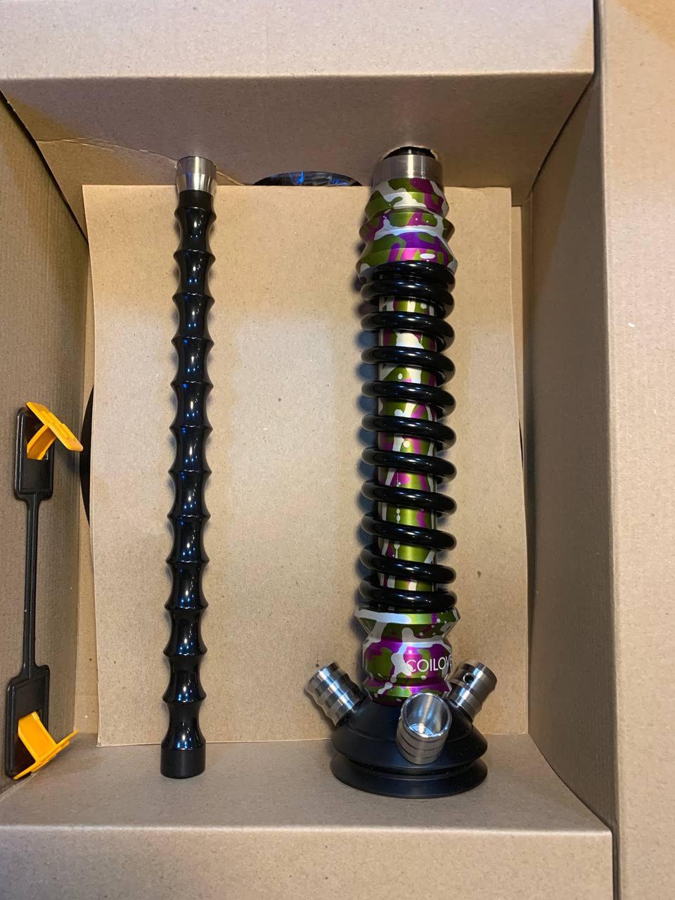 Кальян - Mamay - Coilovers Mini - ( Оливково-Пурпурно-Серый шахта анодирование - черный сплэш спираль)