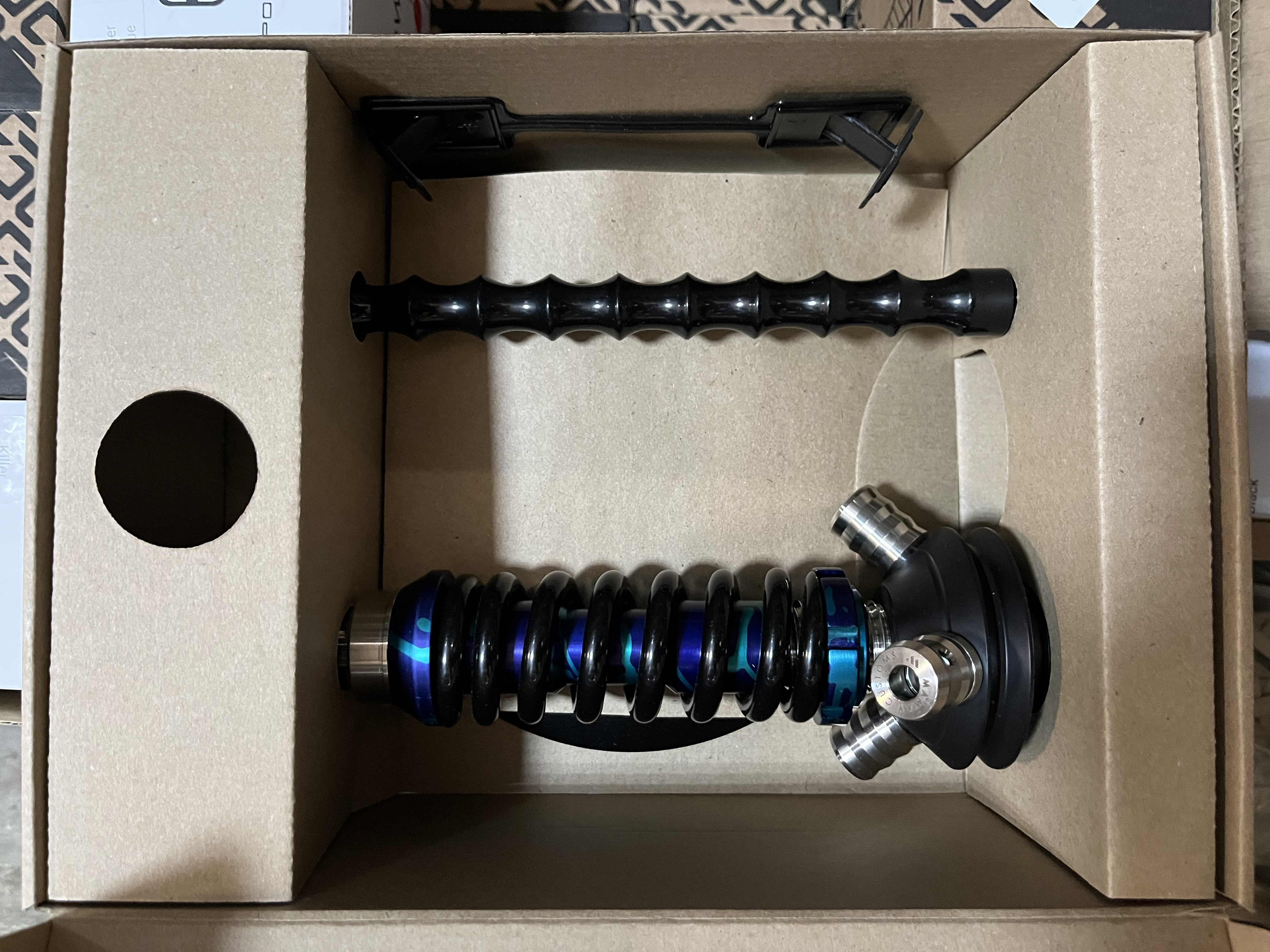 Кальян - Mamay - Coilovers Micro - ( Фиолетово-бирюзовый сплеш шахта - черная спираль )