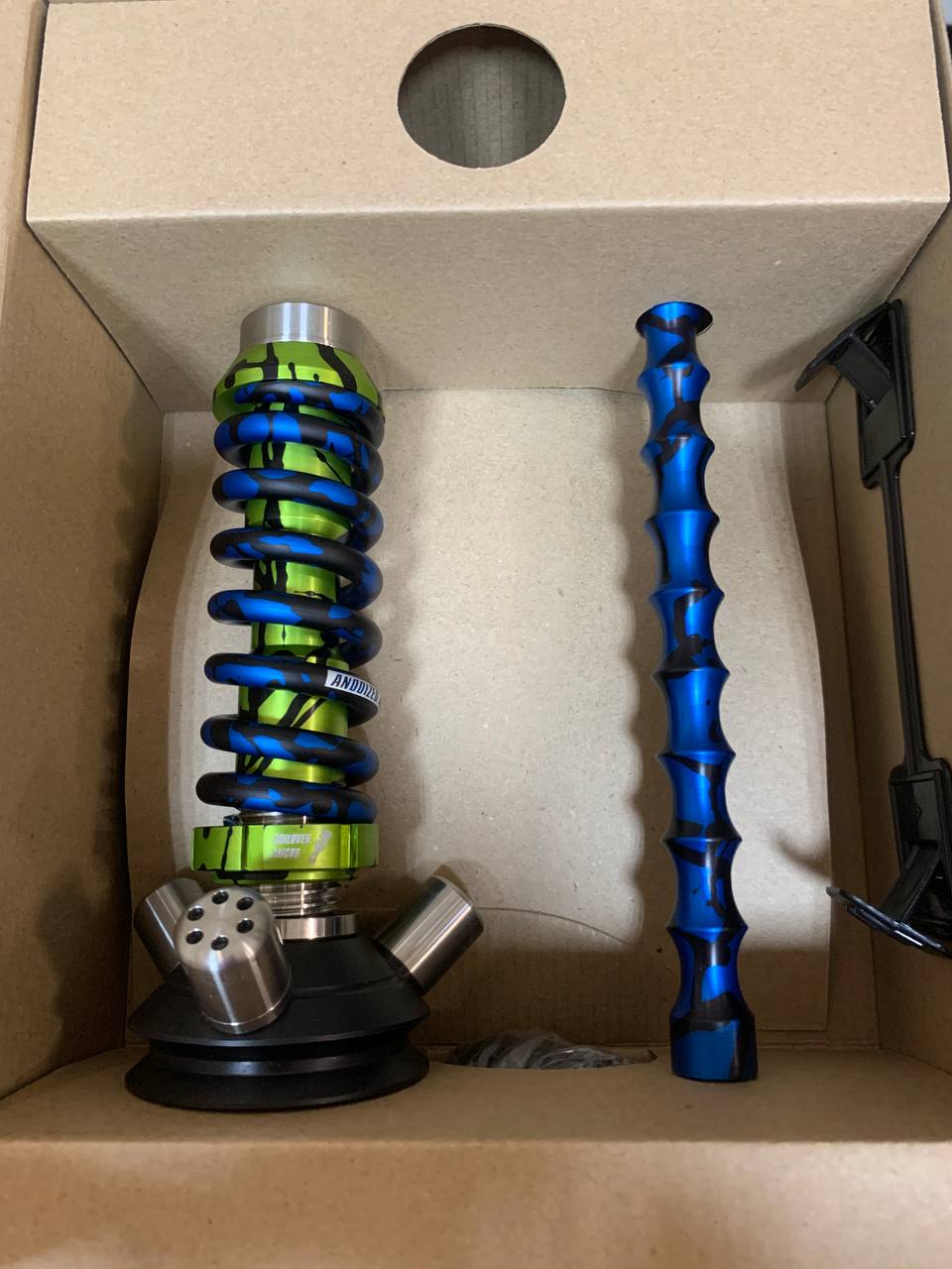 Кальян - Mamay - Coilovers Micro ANOD - ( Салатовый Сплеш шахта - Синий Сплеш спираль )